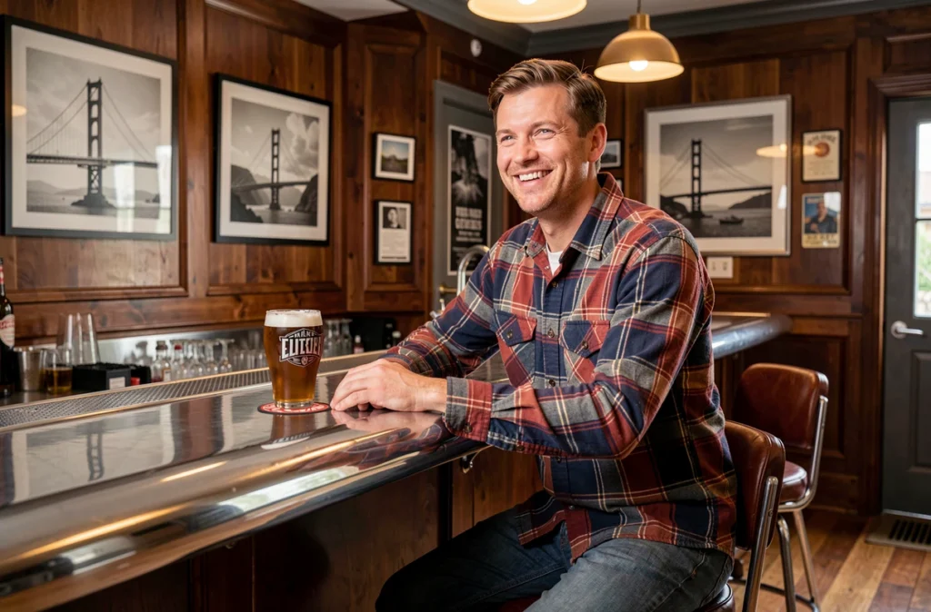 Intérieur rétro américain du Golden Gate bar dans le Bas-Rhin avec décoration inspirée de San Francisco